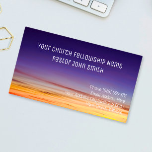 Christian Orange Purple Sunset Church  Business Card