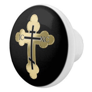 Christian orthodox cross ceramic knob