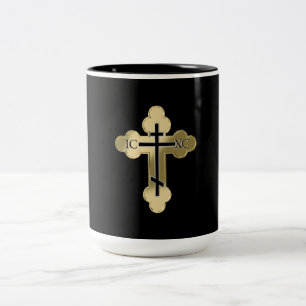 Christian orthodox cross Two-Tone coffee mug