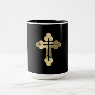 Christian orthodox cross Two-Tone coffee mug