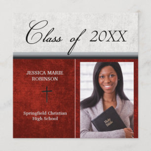 Christian Parochial School Photo Graduation Red Invitation