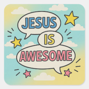 Christian party tableware theme square sticker