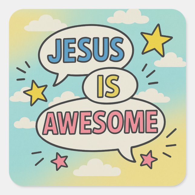 Christian party tableware theme  square sticker (Front)
