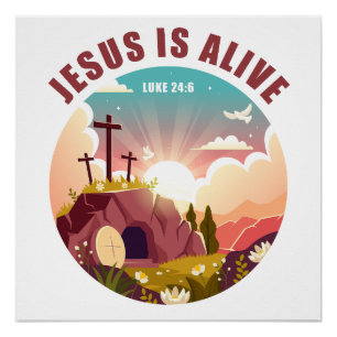Christian Passover Easter Jesus Empty Tomb & Cross Poster