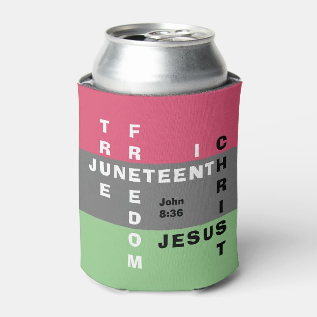 Christian Pastel Monogram JUNETEENTH Can Cooler (Can Front)