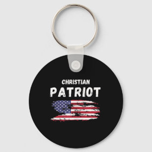 Christian Patriot American Flag Faith And Freedom Key Ring