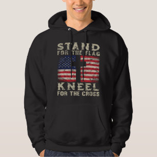 Christian Patriotic American Flag Stand Flag Kneel Hoodie