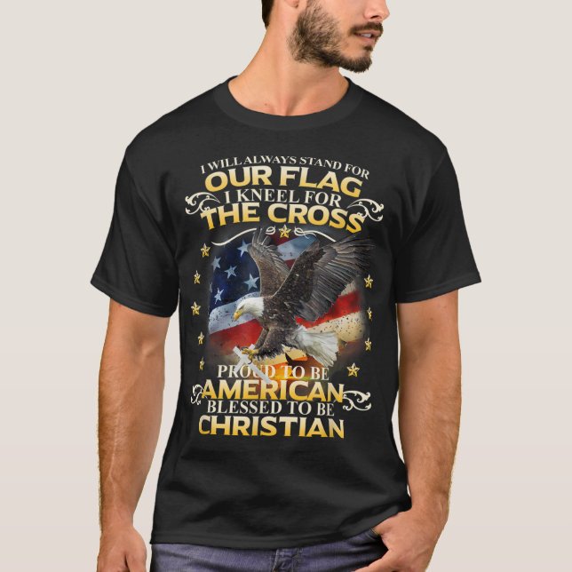 Christian Patriotic American Flag T-Shirt (Front)