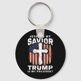 Christian Patriotic Jesus Saviour Trump President  Key Ring