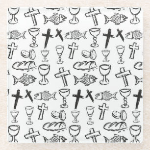 Christian Pattern Glass Coaster