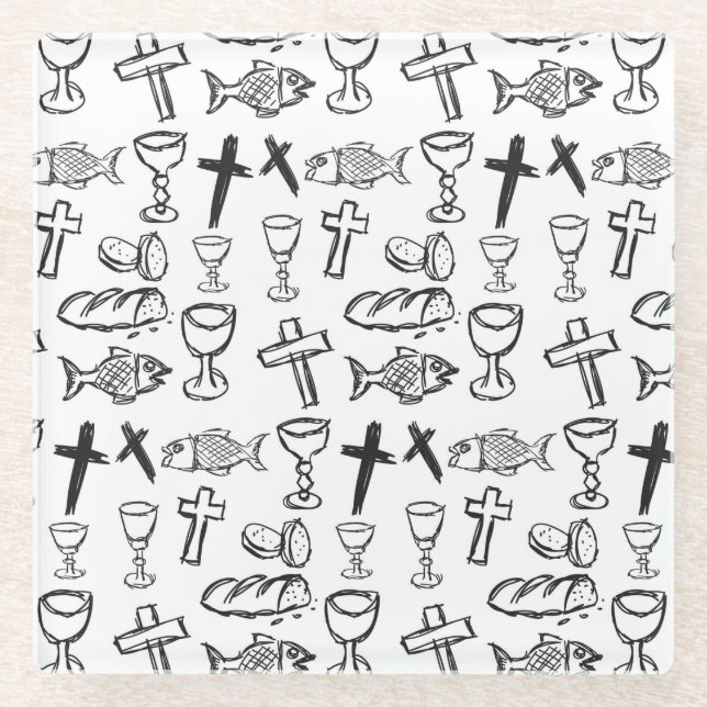 Christian Pattern Glass Coaster (Front)