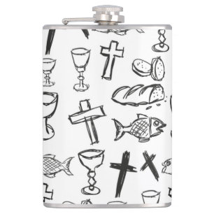 Christian Pattern Hip Flask