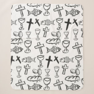 Christian Pattern Sherpa Blanket