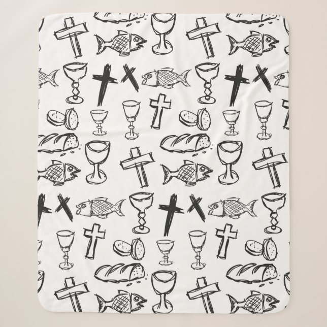 Christian Pattern Sherpa Blanket (Front)
