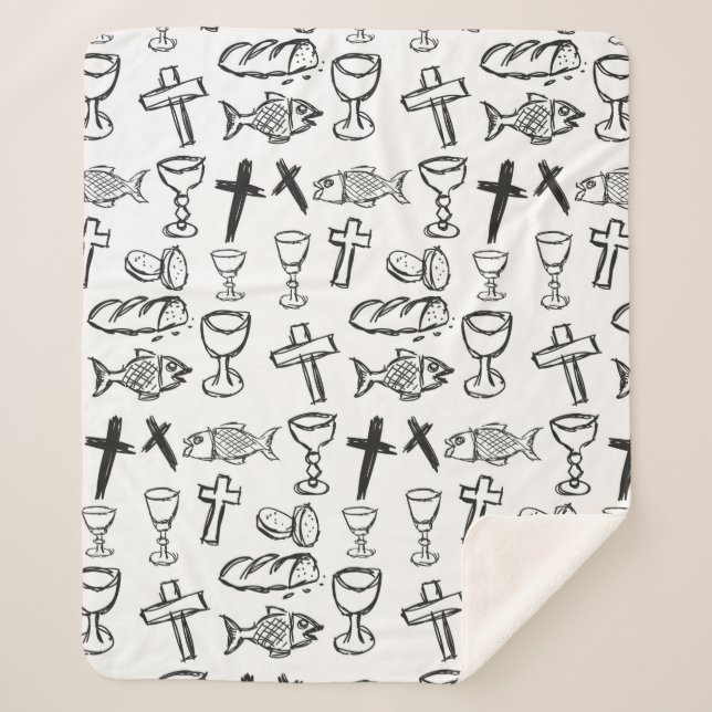 Christian Pattern Sherpa Blanket (Front)