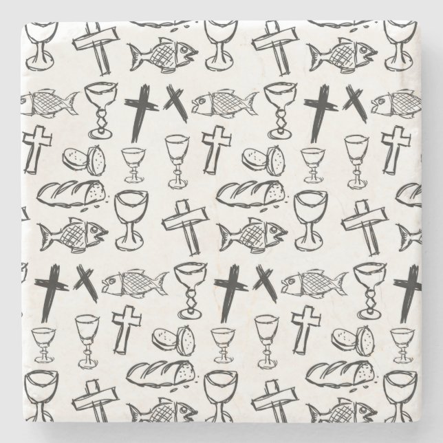 Christian Pattern Stone Coaster (Front)