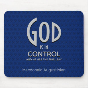 Christian Personalised GOD IS IN CONTROL Blue Mouse Pad