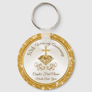 Christian Personalised Golden Anniversary Favours Key Ring