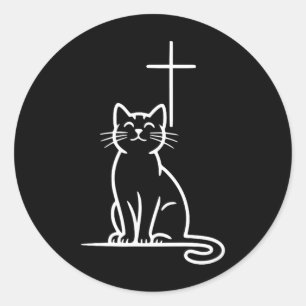 Christian Pet Cats Love Jesus Be Happy Classic Round Sticker
