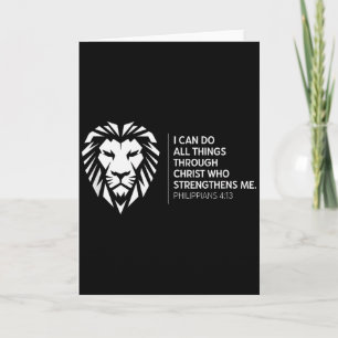 Christian Philippians 4_13 Religious Lion Strength Card