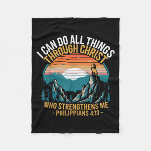 Christian Philippians 4_13 Religious Lion Strength Fleece Blanket