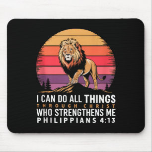 Christian Philippians 4_13 Religious Lion Strength Mouse Pad