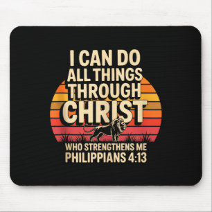 Christian Philippians 4_13 Religious Lion Strength Mouse Pad