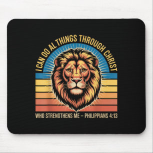 Christian Philippians 4_13 Religious Lion Strength Mouse Pad