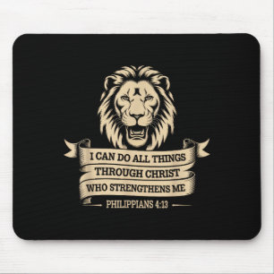 Christian Philippians 4_13 Religious Lion Strength Mouse Pad