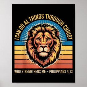 Christian Philippians 4_13 Religious Lion Strength Poster