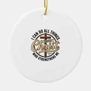 Christian Philippians 4_13 Vintage Quote Shirt Des Ceramic Ornament