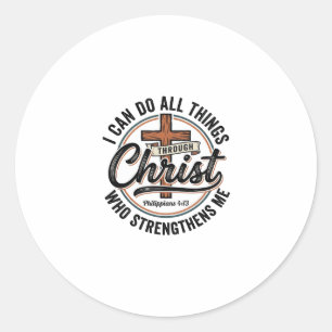 Christian Philippians 4_13 Vintage Quote Shirt Des Classic Round Sticker