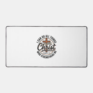 Christian Philippians 4_13 Vintage Quote Shirt Des Desk Mat