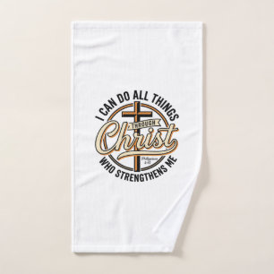 Christian Philippians 4_13 Vintage Quote Shirt Des Hand Towel