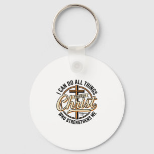Christian Philippians 4_13 Vintage Quote Shirt Des Key Ring