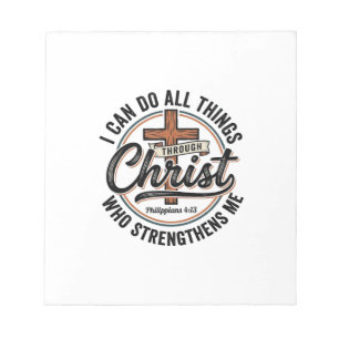 Christian Philippians 4_13 Vintage Quote Shirt Des Notepad