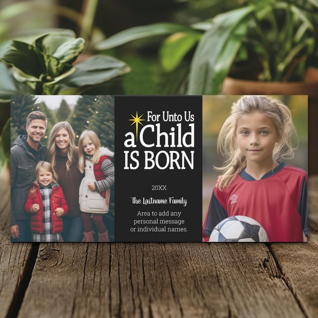 Christian Photo - Christmas - a Child is Born Holiday Card (Create A Personal Holiday Photo Card)