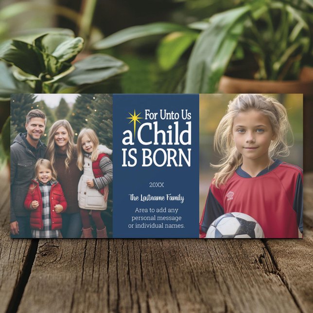 Christian Photo - Christmas blue dots Holiday Card (Create A Personal Holiday Photo Card)