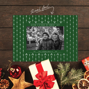 Christian Photo Christmas Tree & Holly Foil Holiday Card