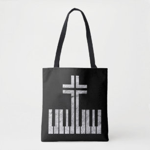 Christian Piano Cross Keyboard Pianist God Jesus M Tote Bag