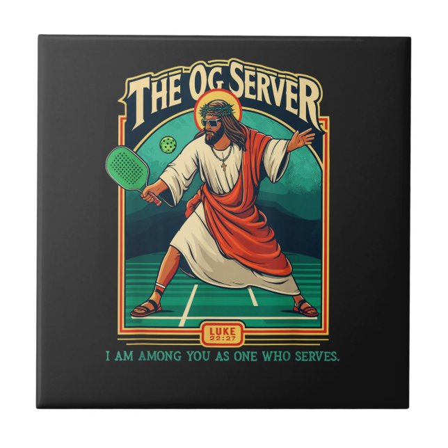 Christian Pickleball Jesus Ceramic Tile (Front)