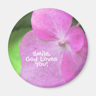 Christian Pink Flower - Smile God Loves You Magnet