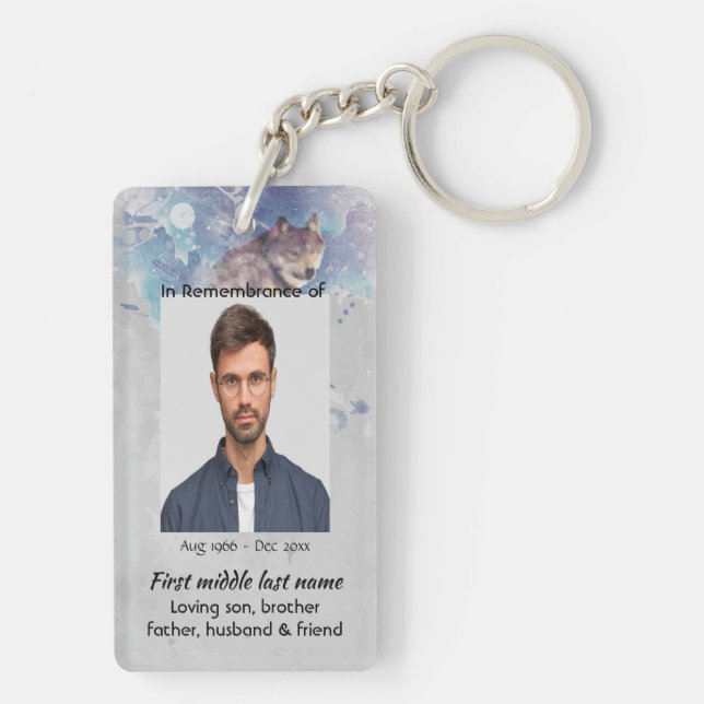Christian Pocket Keepsake Memorial   Wolf Key Ring (Back)