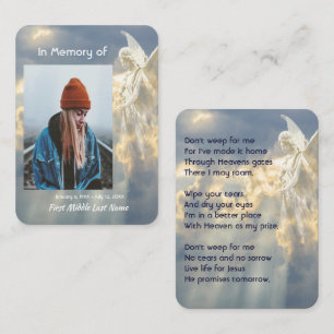 Christian Poem Memorial Keepsake Angel Sky Clouds Business Card