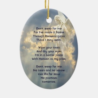 Christian Poem Memorial Keepsake Angel Sky Clouds Ceramic Ornament