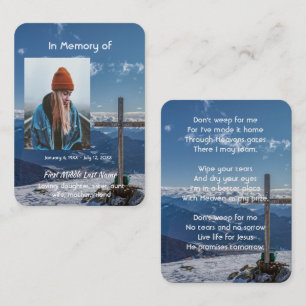 Christian Poem Memorial Keepsake Crucific Cross  Business Card