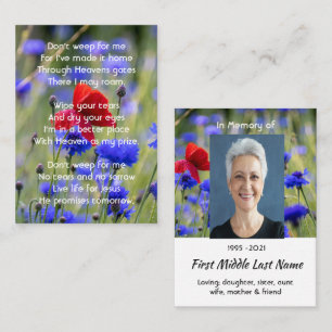 Christian Poppy Cornflower Meadow  Memorial  Business Card