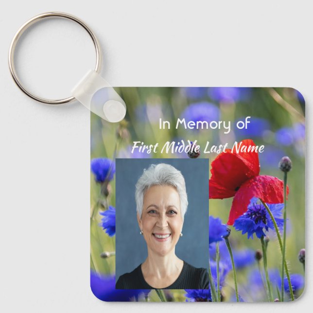 Christian Poppy Cornflower Meadow Memorial Key Ring (Front)