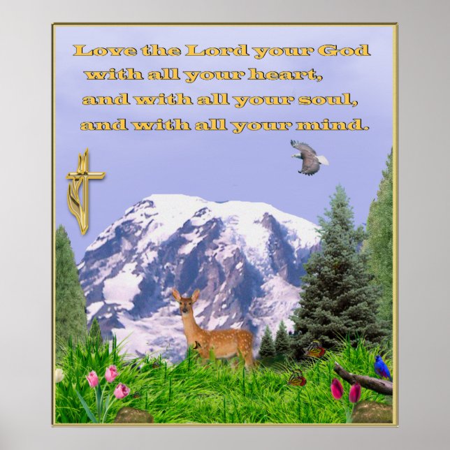 Christian poster Love the lord with all your heart (Front)