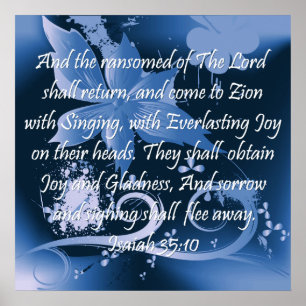 Christian Poster with Bible Verse Isaiah 35:10